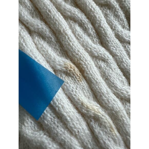 LL Bean Cable‎ Sweater Button Up Size XL Cotton Merino Wool Off White - Picture 9 of 12